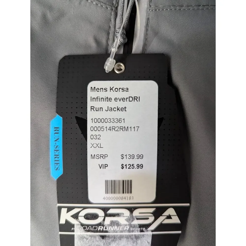 NWT KORSA Infinite everDRI Run Rain Jacket Men’s XXL – Gray Waterproof Running - Picture 2 of 3